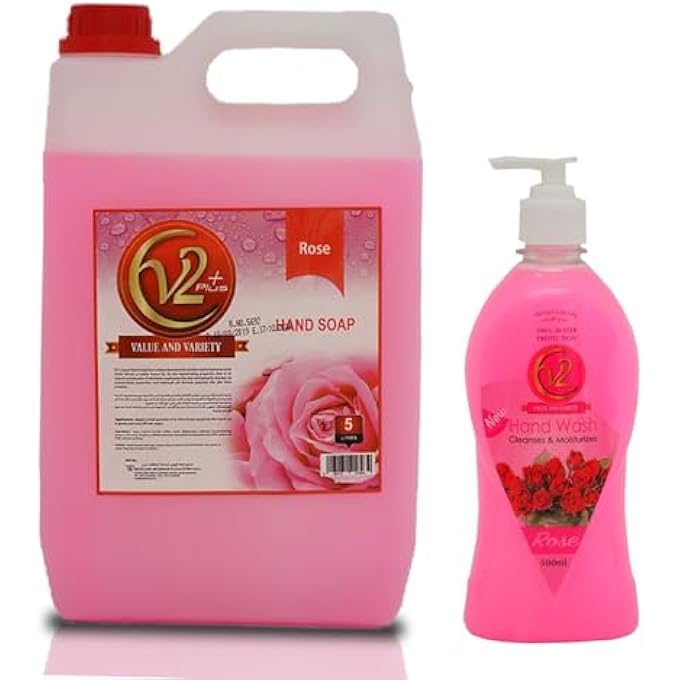 V2 LIQUID HAND WASH, ROSE 5LTR + 500ML - Image 1